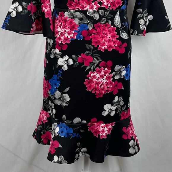 Nine West Bold Floral CottageCore Ruffled Date Night Dress NWOT Size 8 - Picture 4 of 14